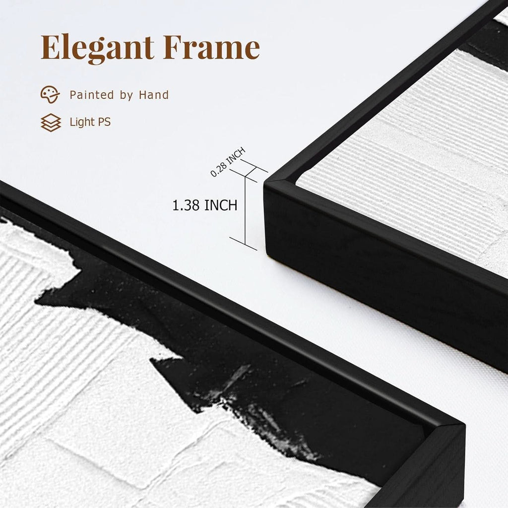 Textured Black and White Wall Art Hand-Painted Framed Canvas – image 5