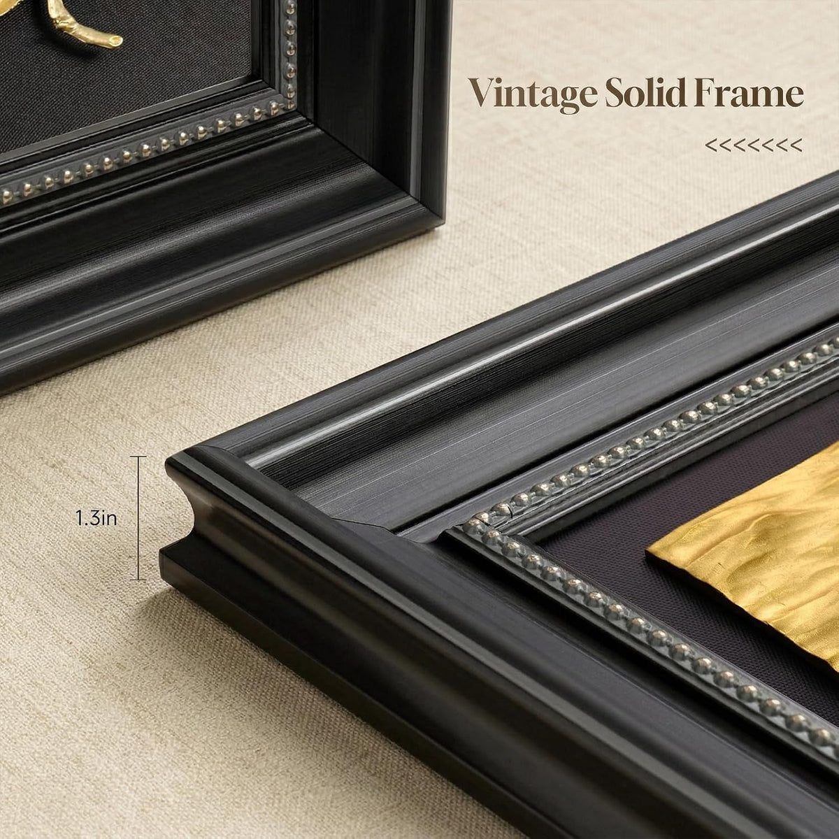 Ornamental Intricately 3D Gold Wall Art Set of 2 Black – image 5