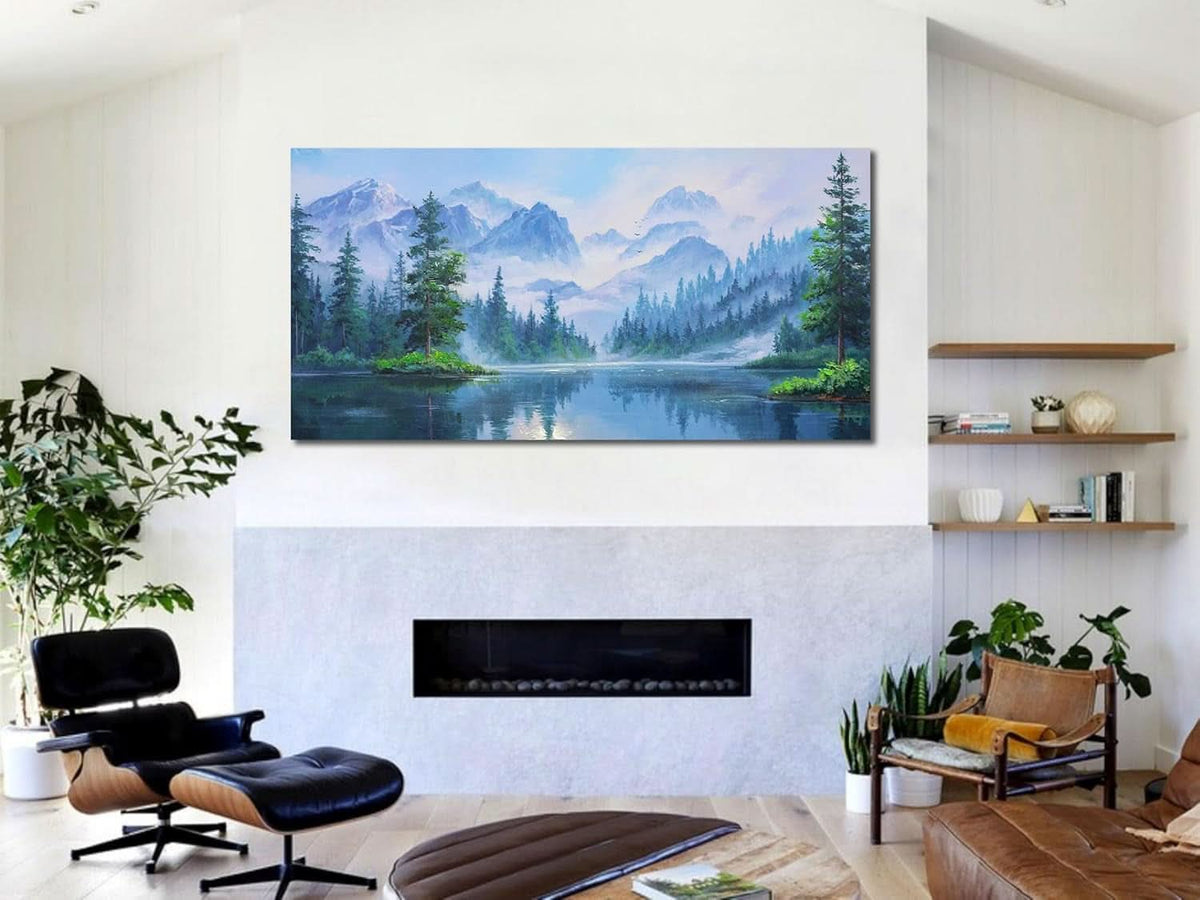 Forest Landscape Wall Art 40x20 Framed Green Canvas – image 5
