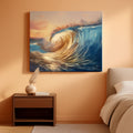 Ocean Waves Sunset Coastal Wall Art 71x36 Canvas for Living Room – main view