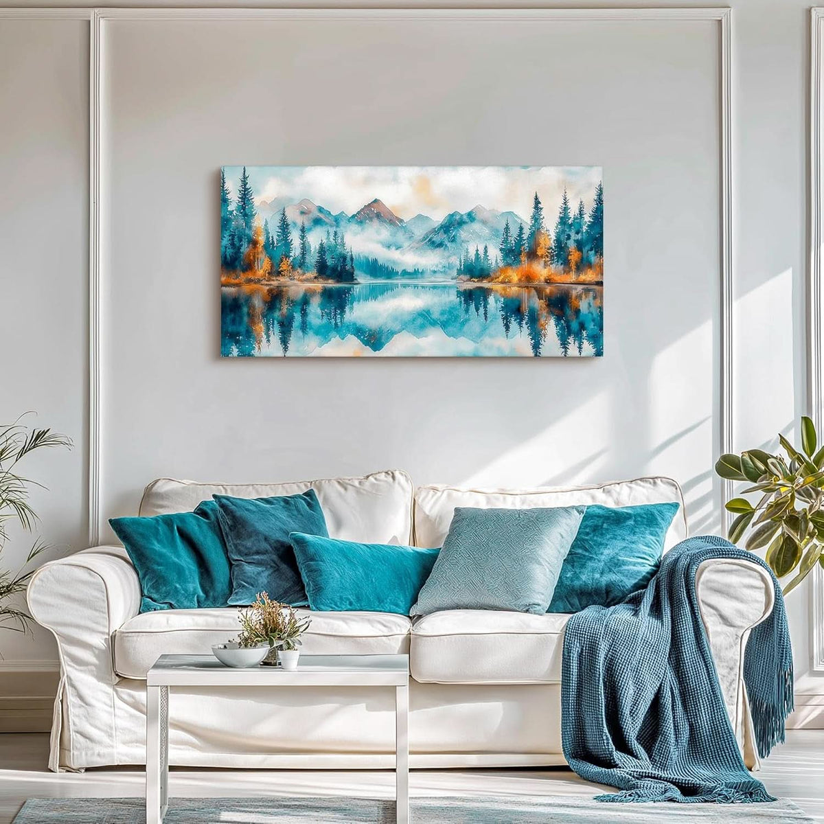Forest Landscape Wall Art 20x40 Blue Canvas for Living Room – image 2