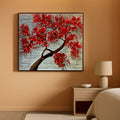 Scarlet Flowers Floral Wall Art 24x48 Hand-Painted – main view