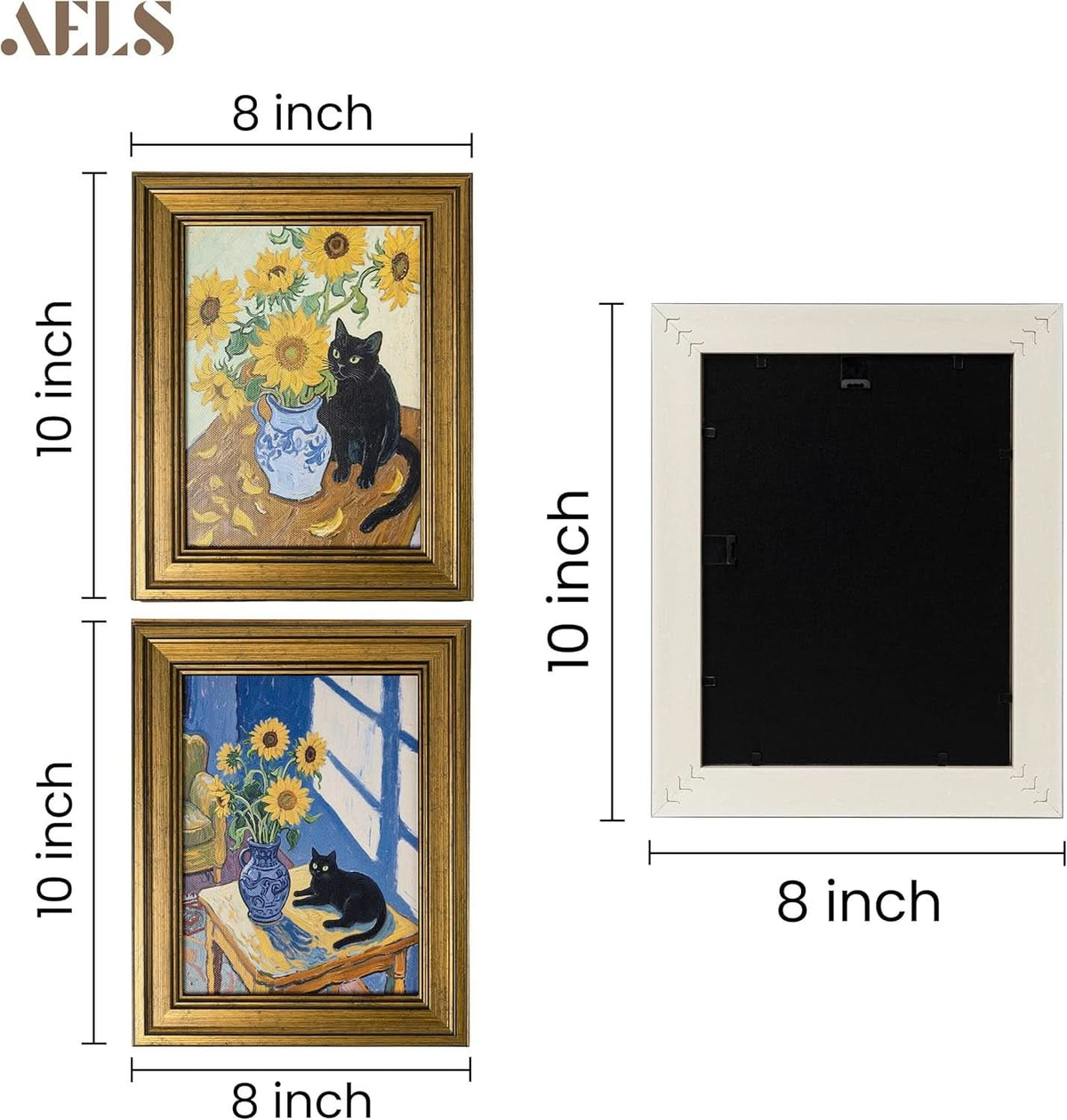 Cat Sunflowers Wall Art Framed Canvas for Living Room – image 3