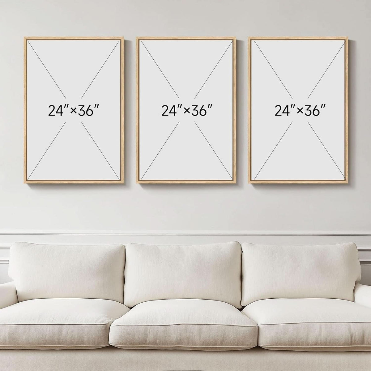 Geometric Black and White Abstract Wall Art Set of 3 Framed, 24x36 in – image 3