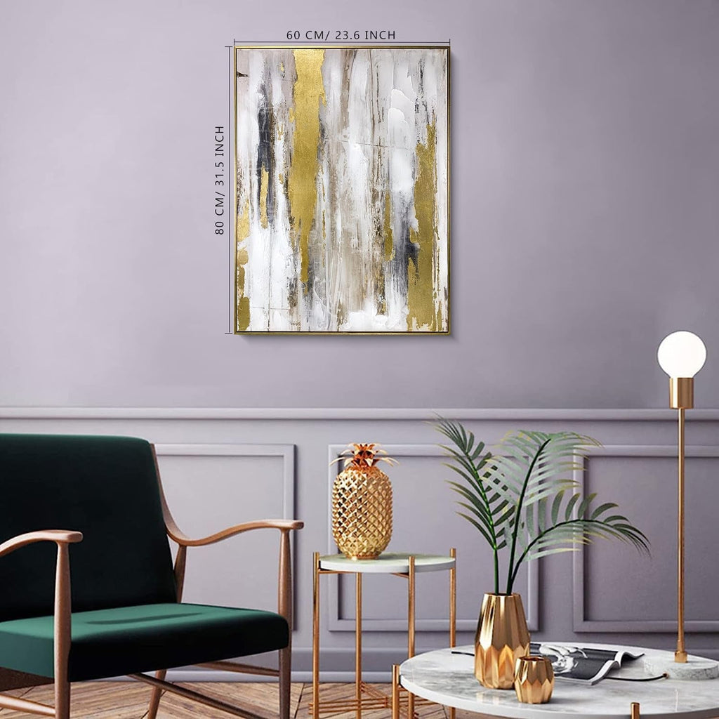 Foil Textured Abstract Wall Art 24x32 Gold Canvas for Living Room – image 5