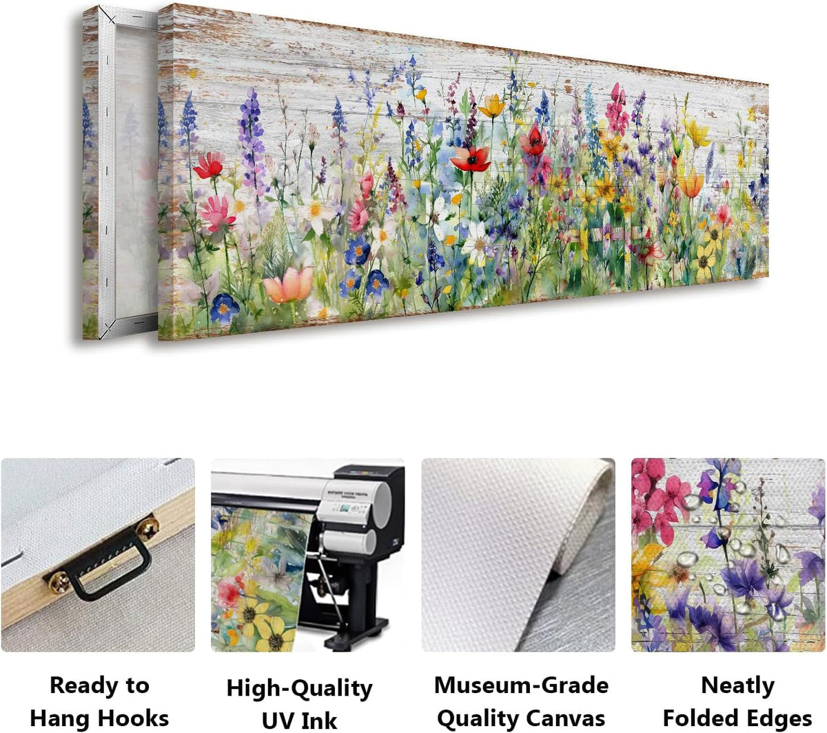 Watercolor Floral Wall Art 14x48 Canvas for Living Room – image 5