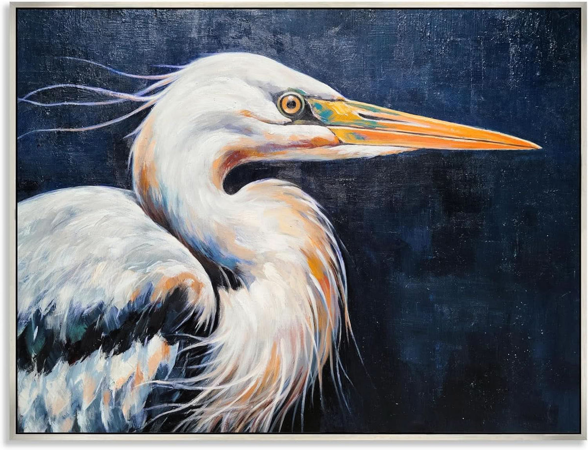 Blue Heron Textured Wall Art Hand-Painted Framed Canvas – image 3