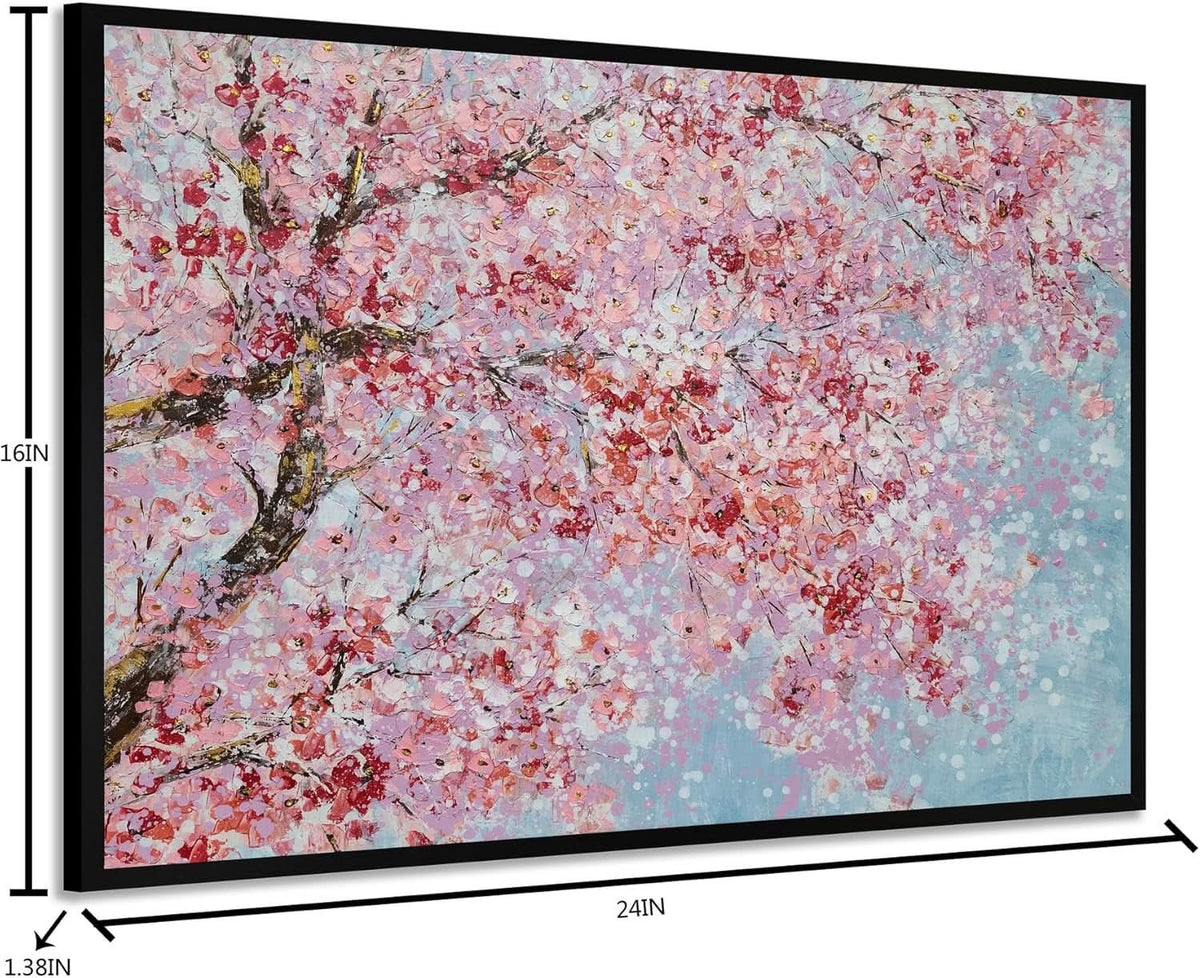 Plum Blossom Floating Floral Wall Art Hand-Painted Framed Canvas – image 3