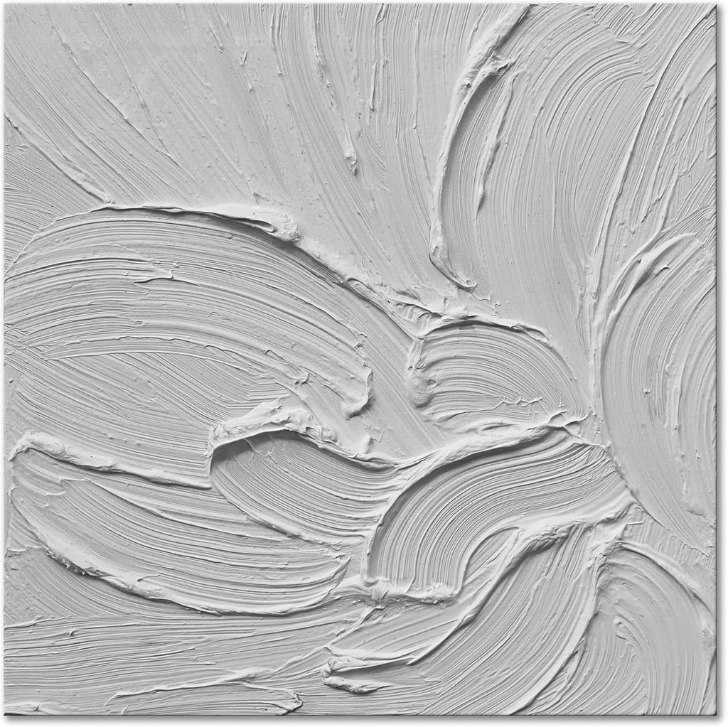 Textured Canvas Wall Art 20x20 Hand-Painted White for Living Room – image 3