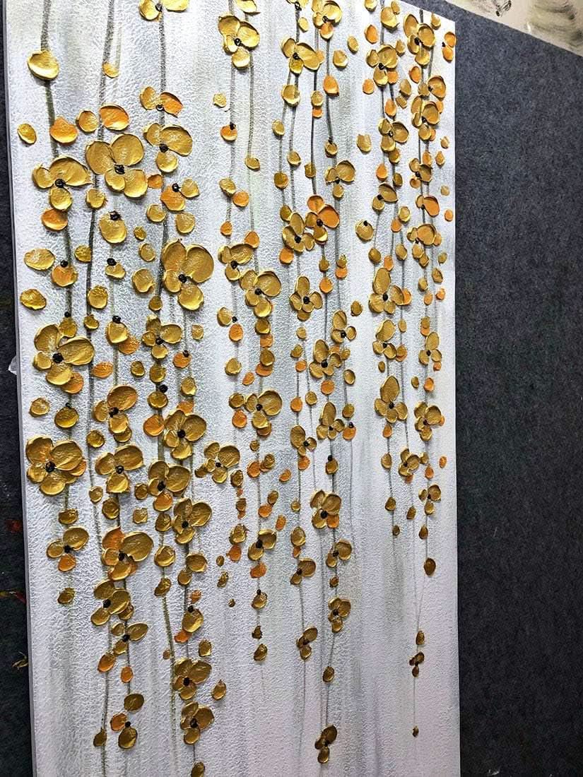 Gold Wall Art 24x48 Hand-Painted Silver Canvas for Living Room – image 3