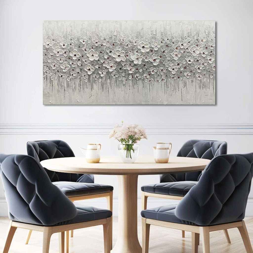 Flower Floral Wall Art 24x48 Framed White Canvas for Living Room – image 4
