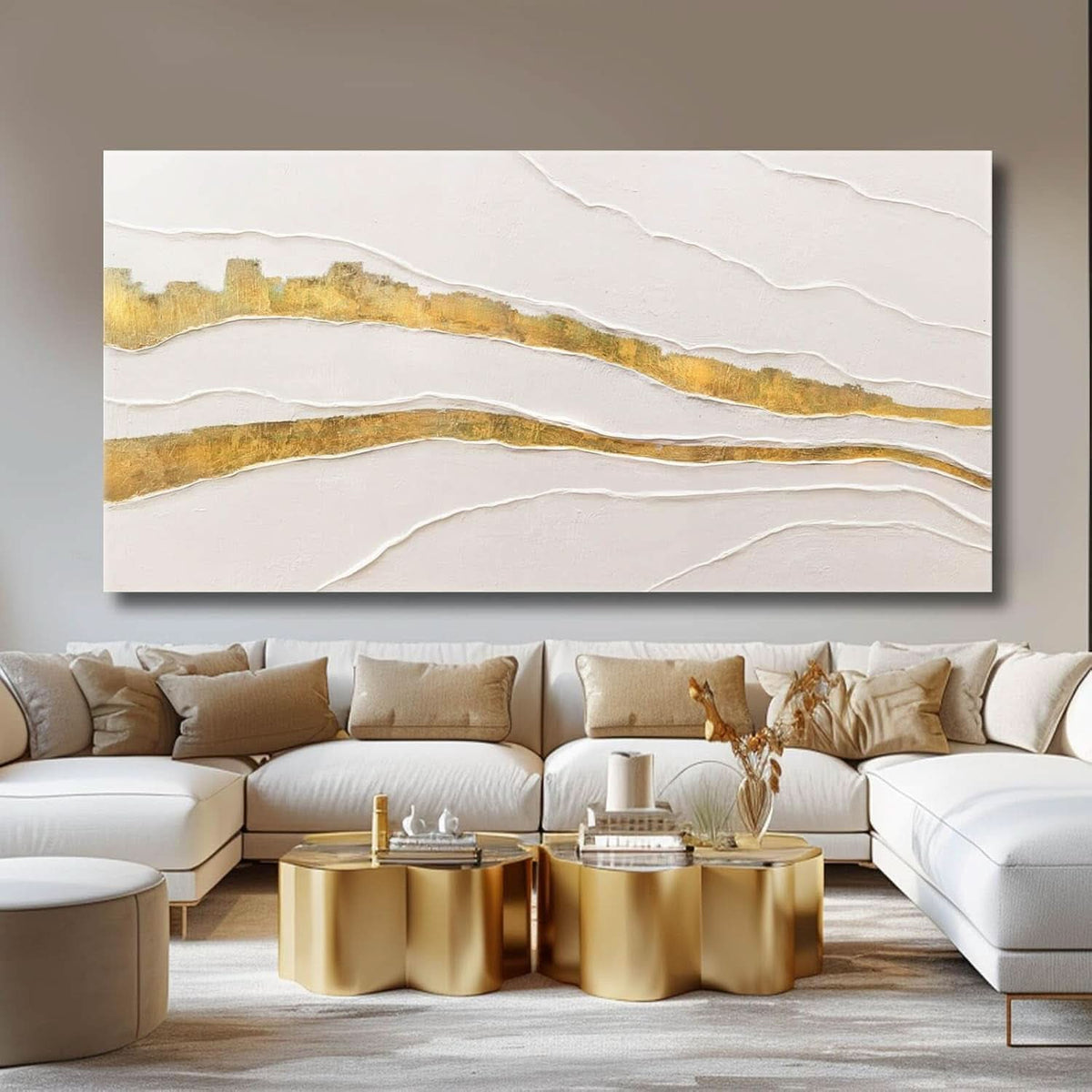 Goldfoil Luxuriously Gold Wall Art 29x58 Hand-Painted Canvas – image 2