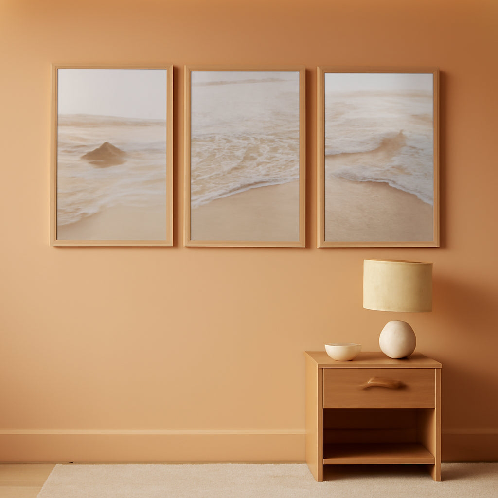 Beach Coastal Wall Art Set of 3 Framed, 16x24 in for Living Room – main view