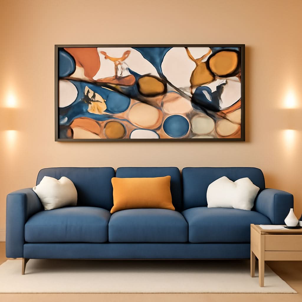 Abstract Wall Art Extra Large Framed Colorful Canvas – main view