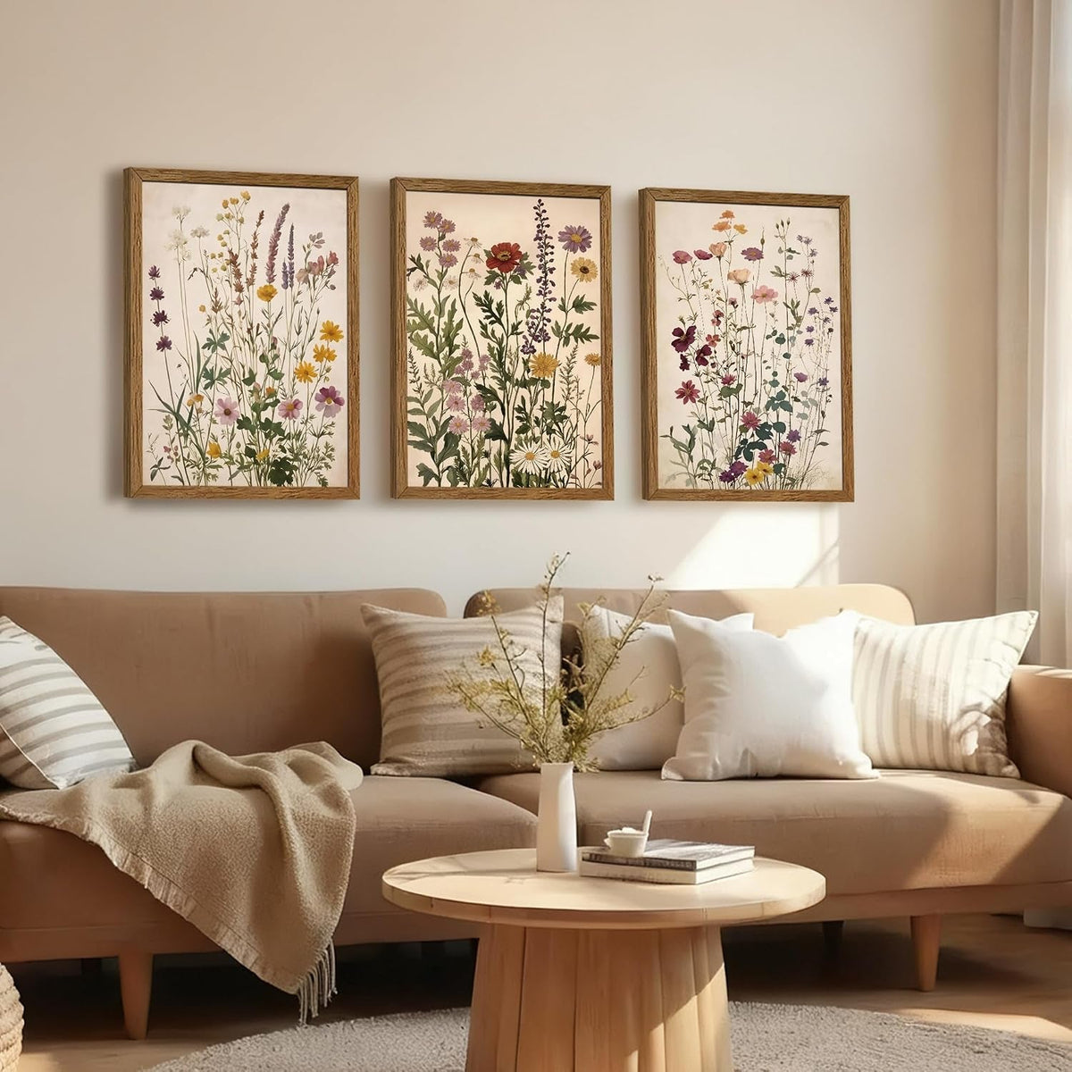 Triptych Botanical Wall Art Set of 3 Framed Canvas, 16x24 in – image 5