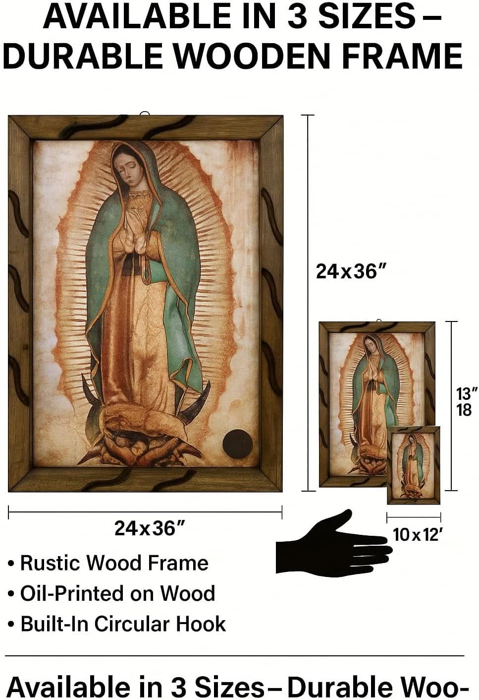 Our Lady of Guadalupe Religious Wall Art 13x18 Framed – image 3