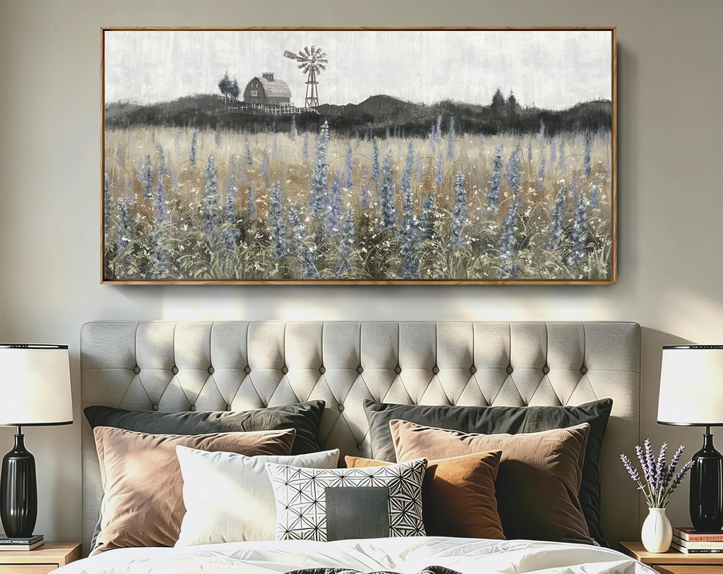 Meadow Landscape Wall Art 48x24 Purple Cerulean Canvas – image 5