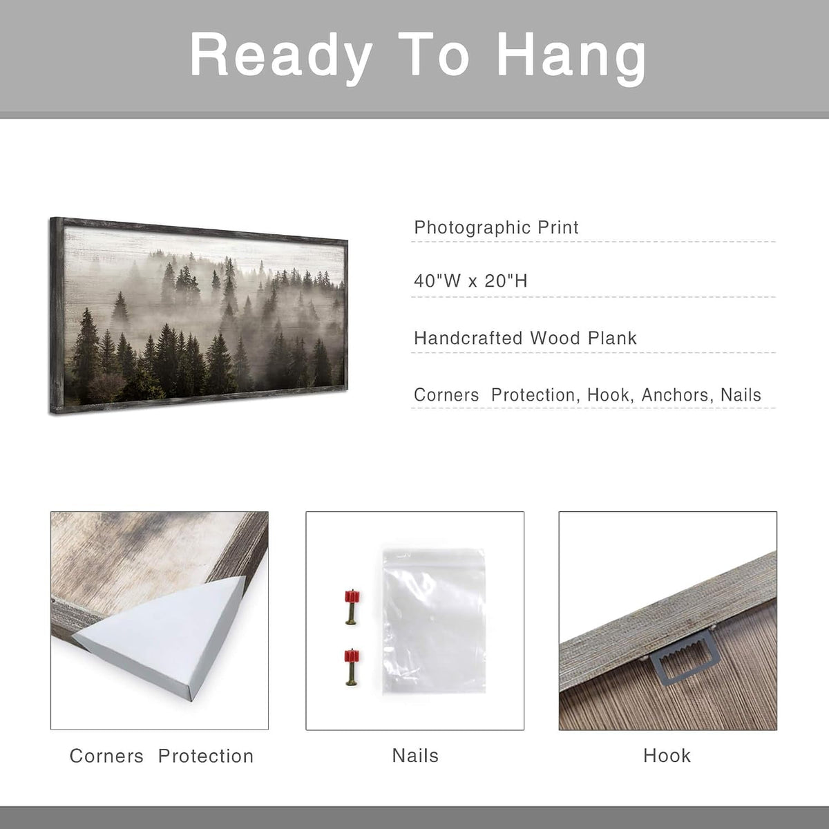Weathered Wall Art 40x20 Framed for Office – image 7