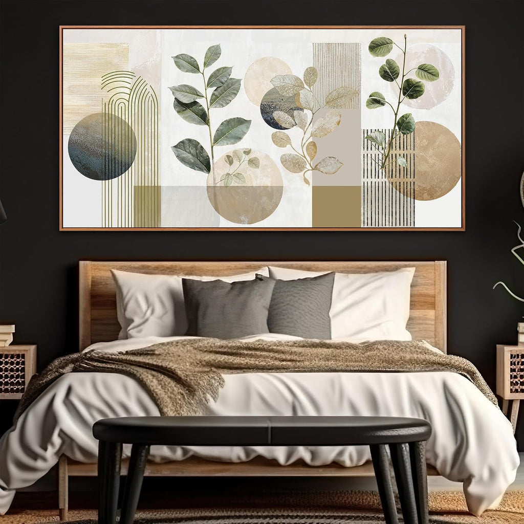Boho Wall Art 29x58 Hand-Painted Emerald Green for Living Room – image 2