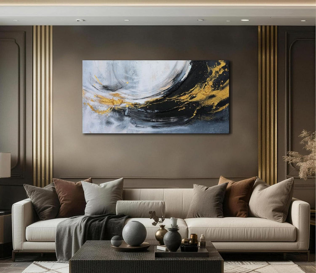 Black and White Abstract Wall Art 40x20 Canvas for Living Room – image 2