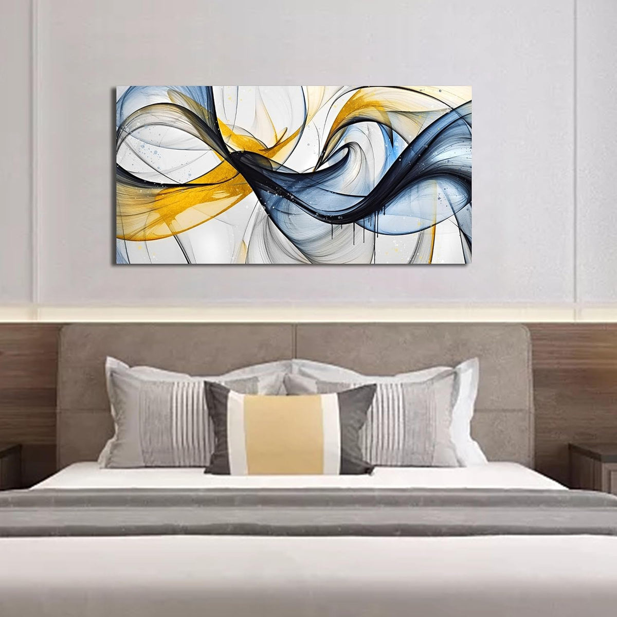Abstract Wall Art 40x20 Blue Canvas for Living Room – image 3