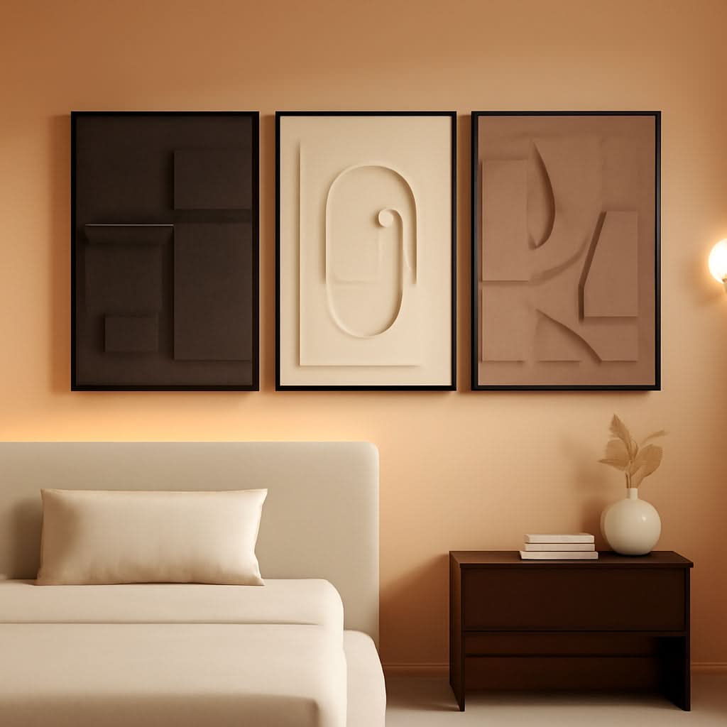 Textured Abstract Wall Art Set of 3 Framed, 24x36 in – main view