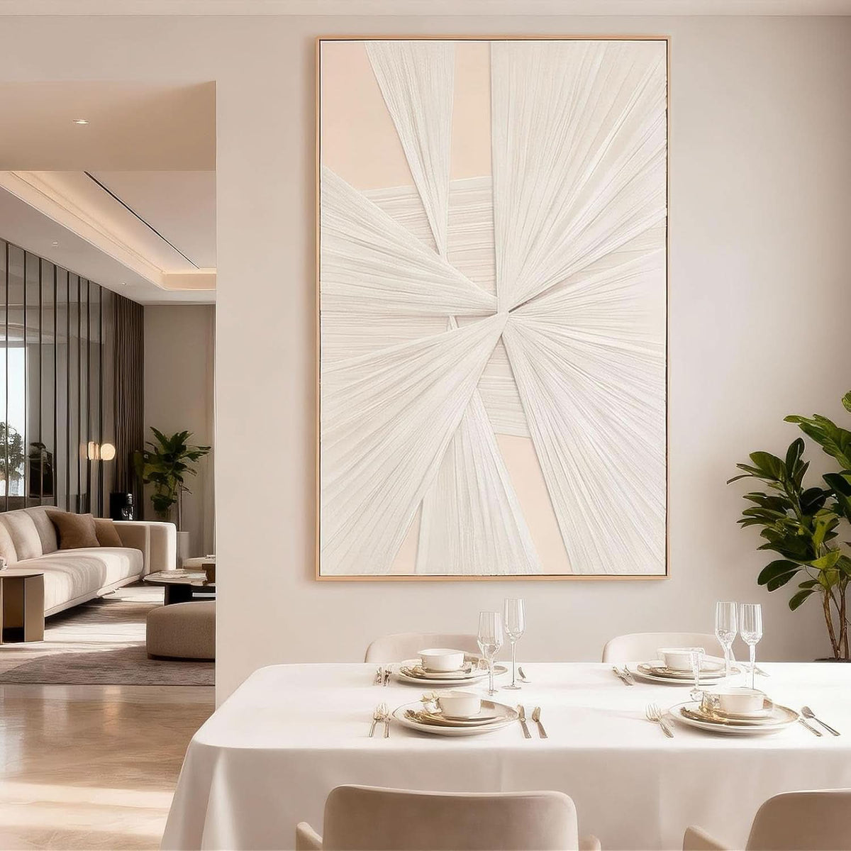 Textured Boho Wall Art 30x45 Beige Canvas for Living Room – image 7