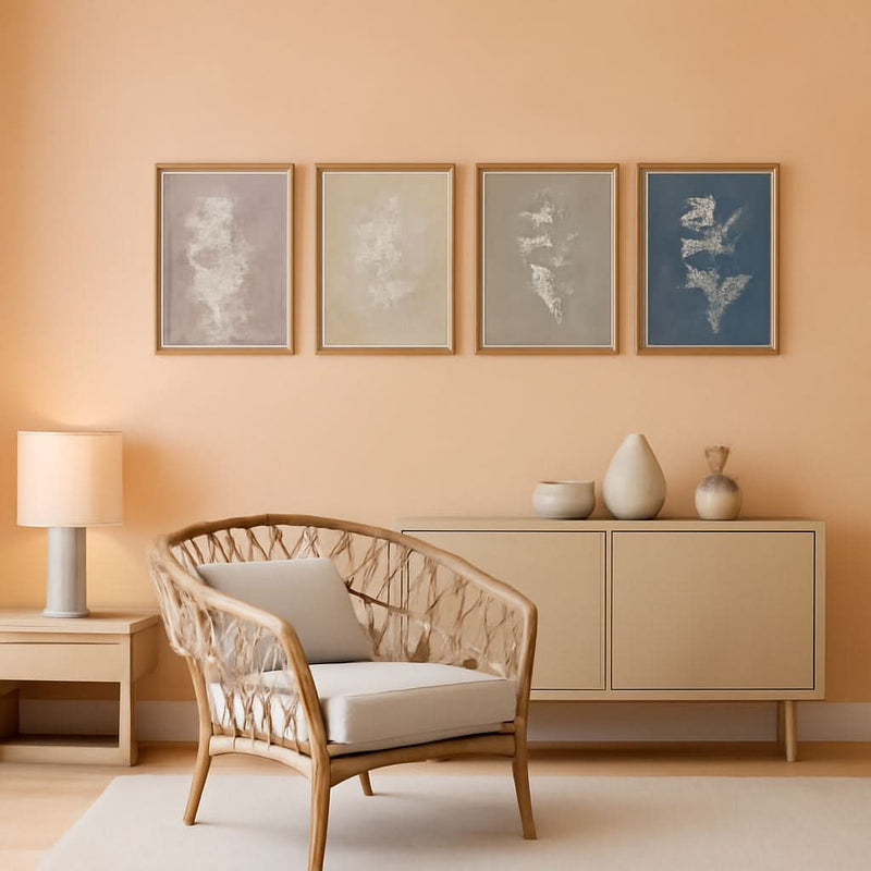 Walnut Botanical Wall Art Set of 4 Framed, 10x10 in – main view