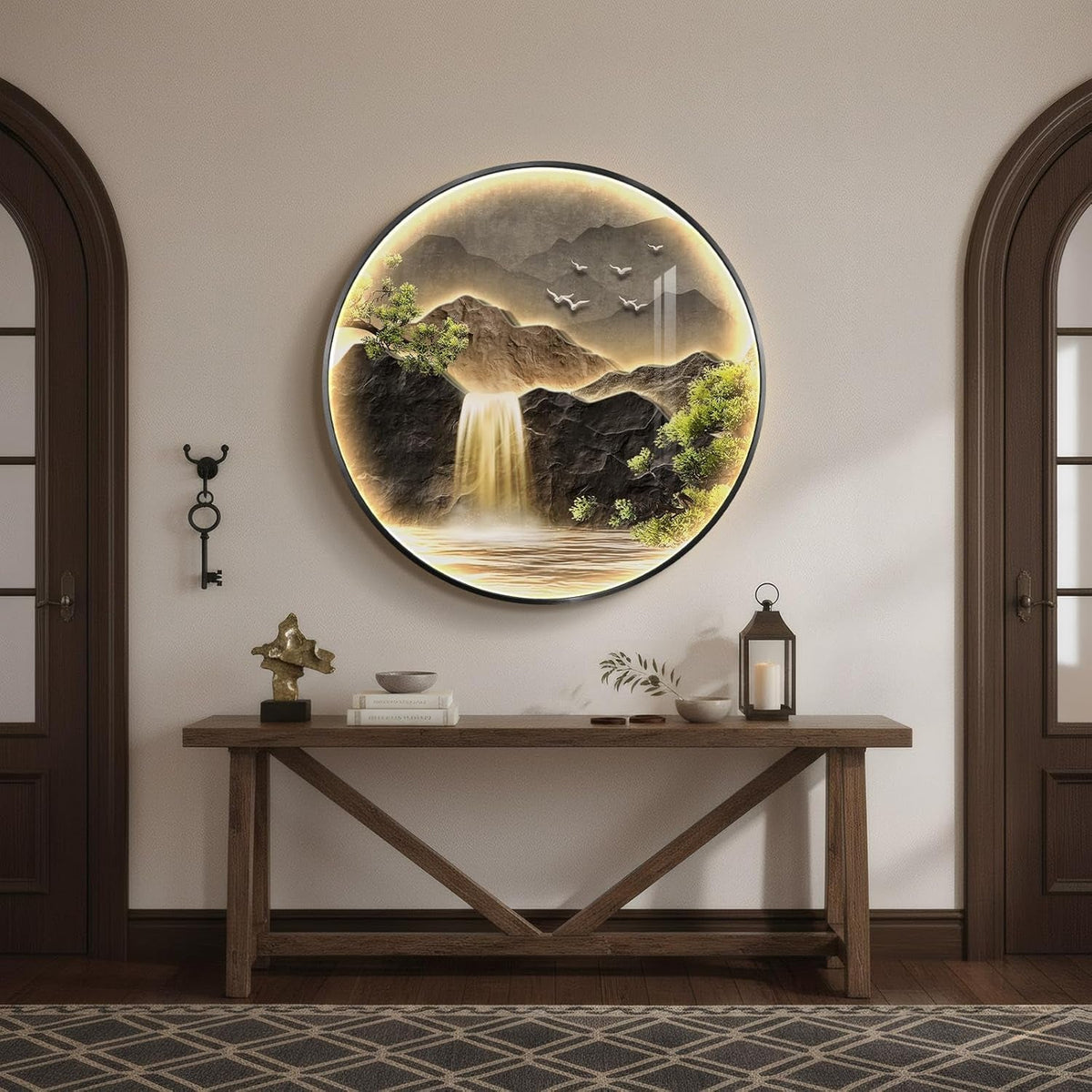 Mountain Illuminated Waterfall Landscape Wall Art 30x30 – image 3