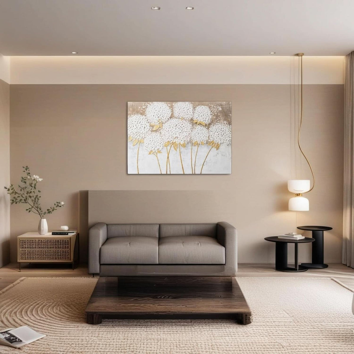 Hydrangea Floral Wall Art 40x28 White Canvas for Living Room – image 7