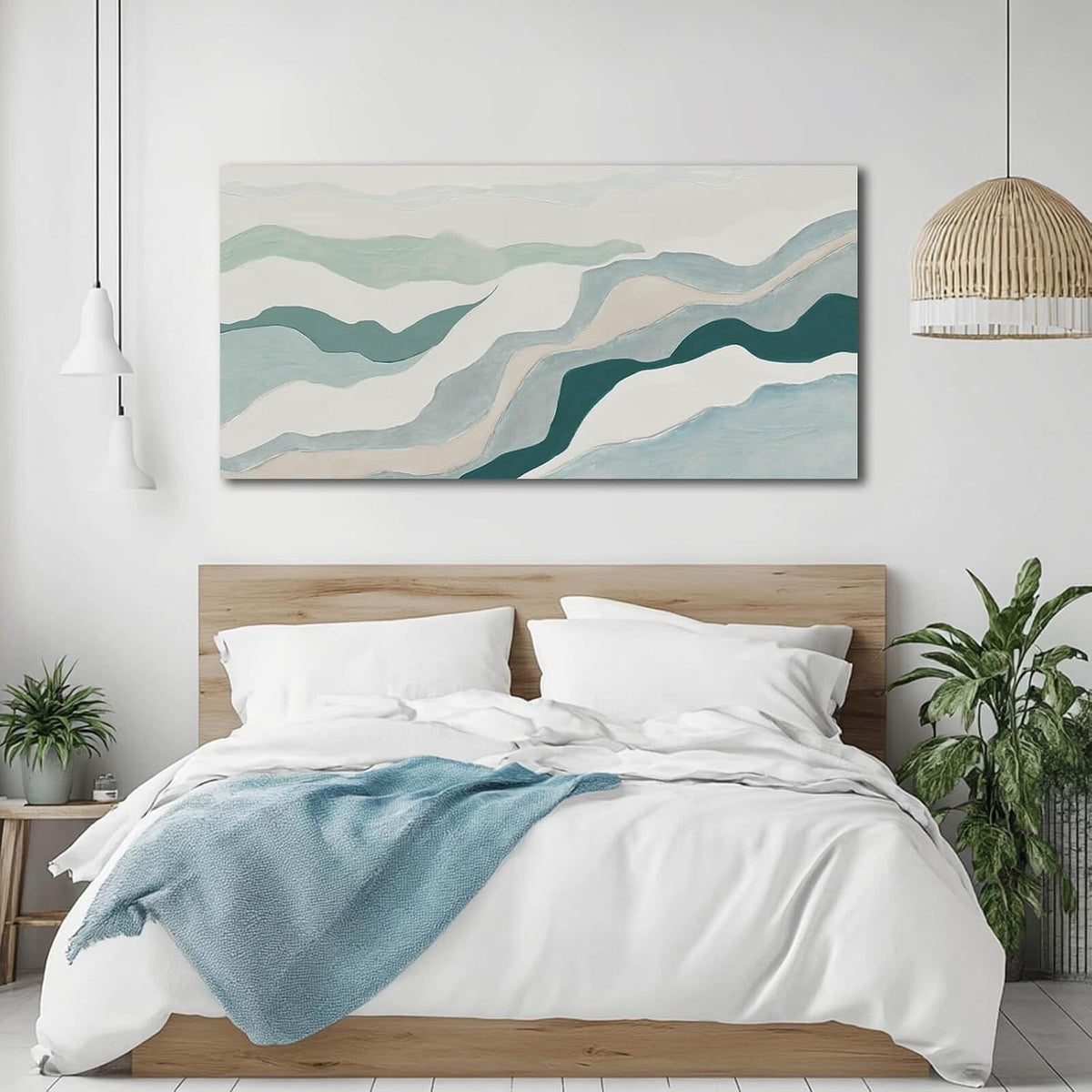 Geometricpatterned Abstract Wall Art 24x48 Blue Canvas – image 3