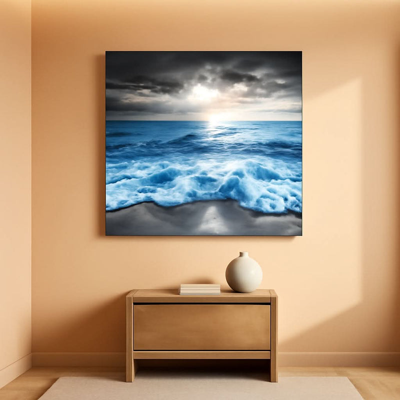 Seascape Ocean Coastal Wall Art 20x40 Blue Canvas for Living Room – main view