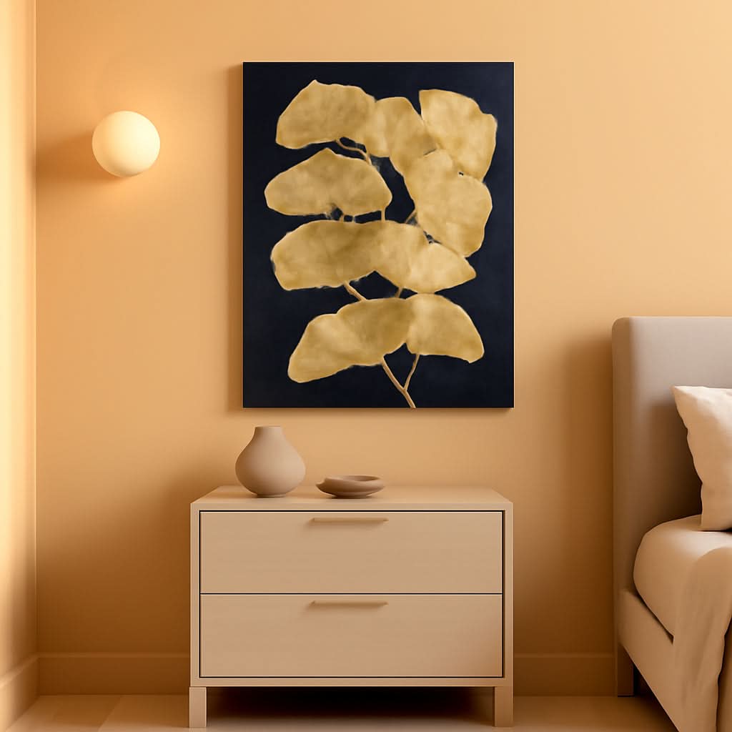 Ginkgo Gold Wall Art Hand-Painted Canvas for Living Room – main view