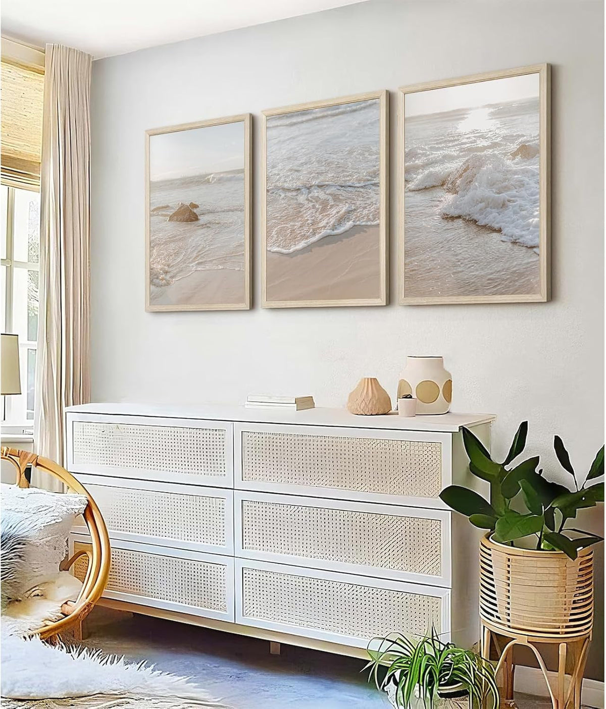 Beach Coastal Wall Art Set of 3 Framed, 16x24 in for Living Room – image 5