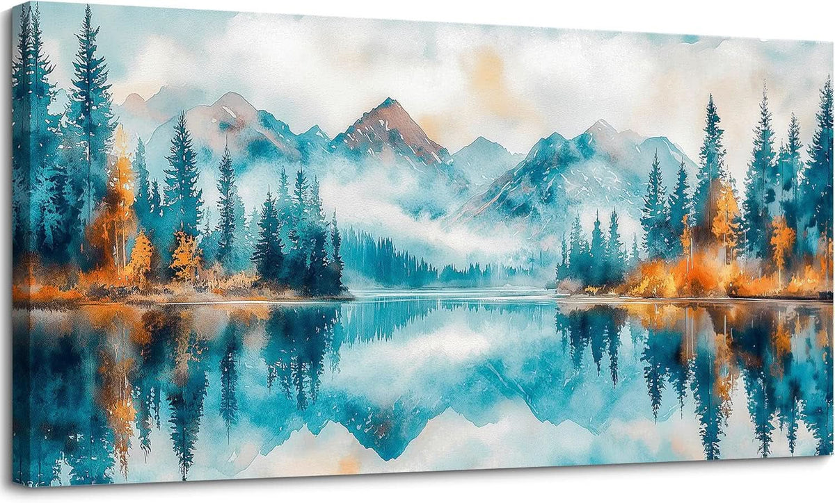 Forest Landscape Wall Art 20x40 Blue Canvas for Living Room – main view