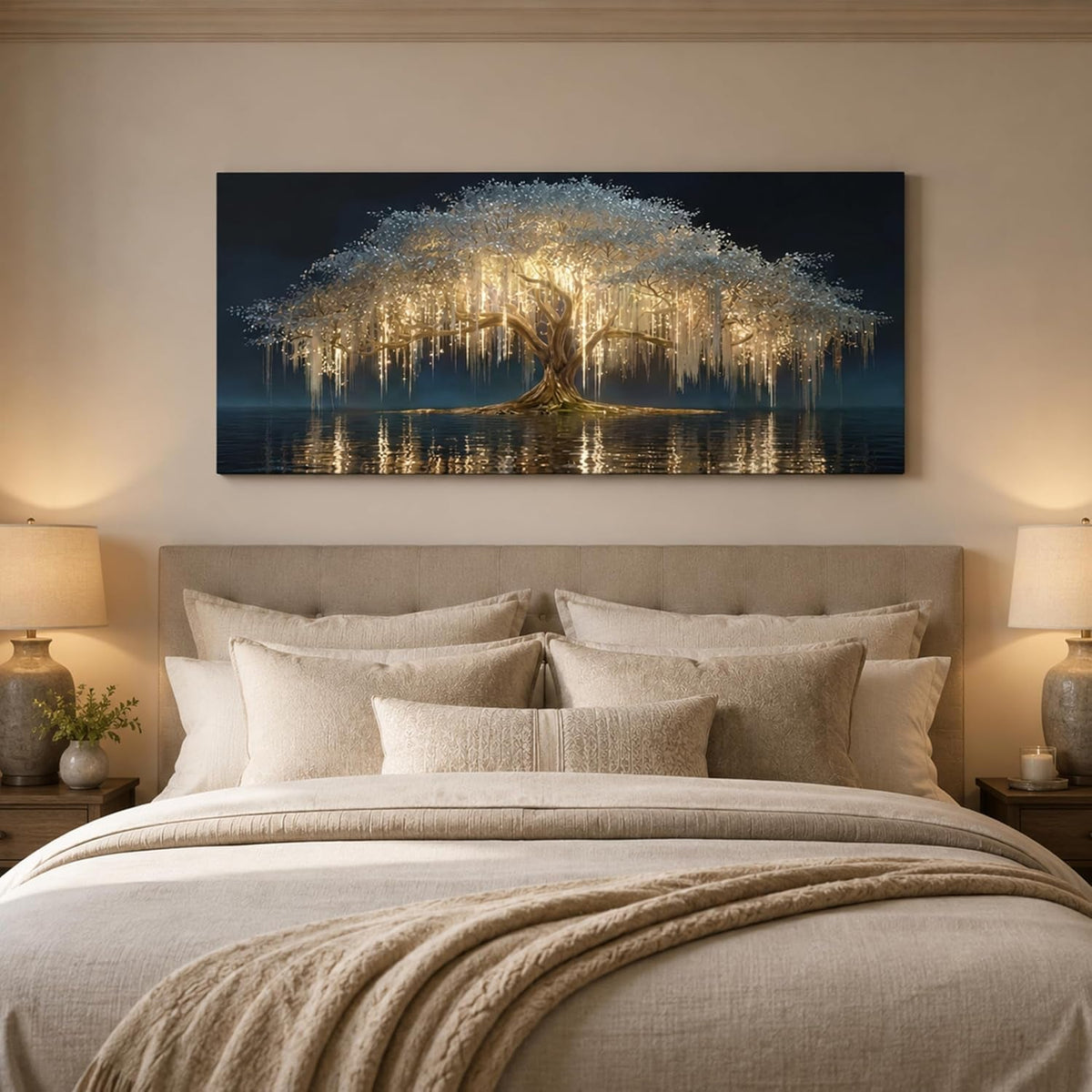 Tree of Life Landscape Wall Art Black Gold Canvas for Living Room – image 3