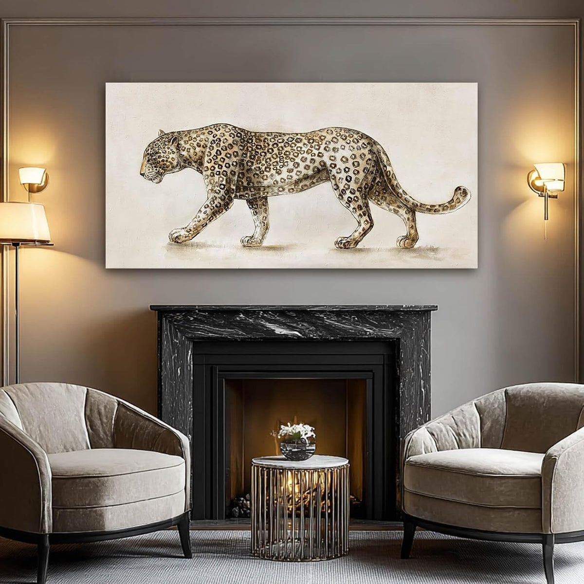 Leopard Wall Art 20x40 Gray Neutral Canvas for Living Room – image 7