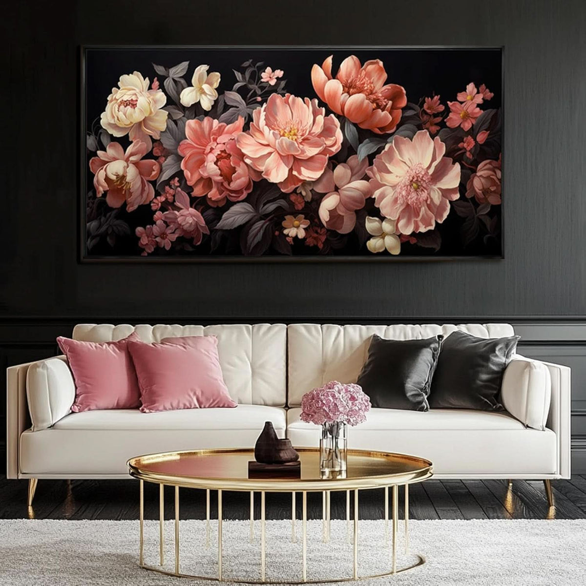Botanical Wall Art 24x48 White Pink Canvas for Living Room – image 5