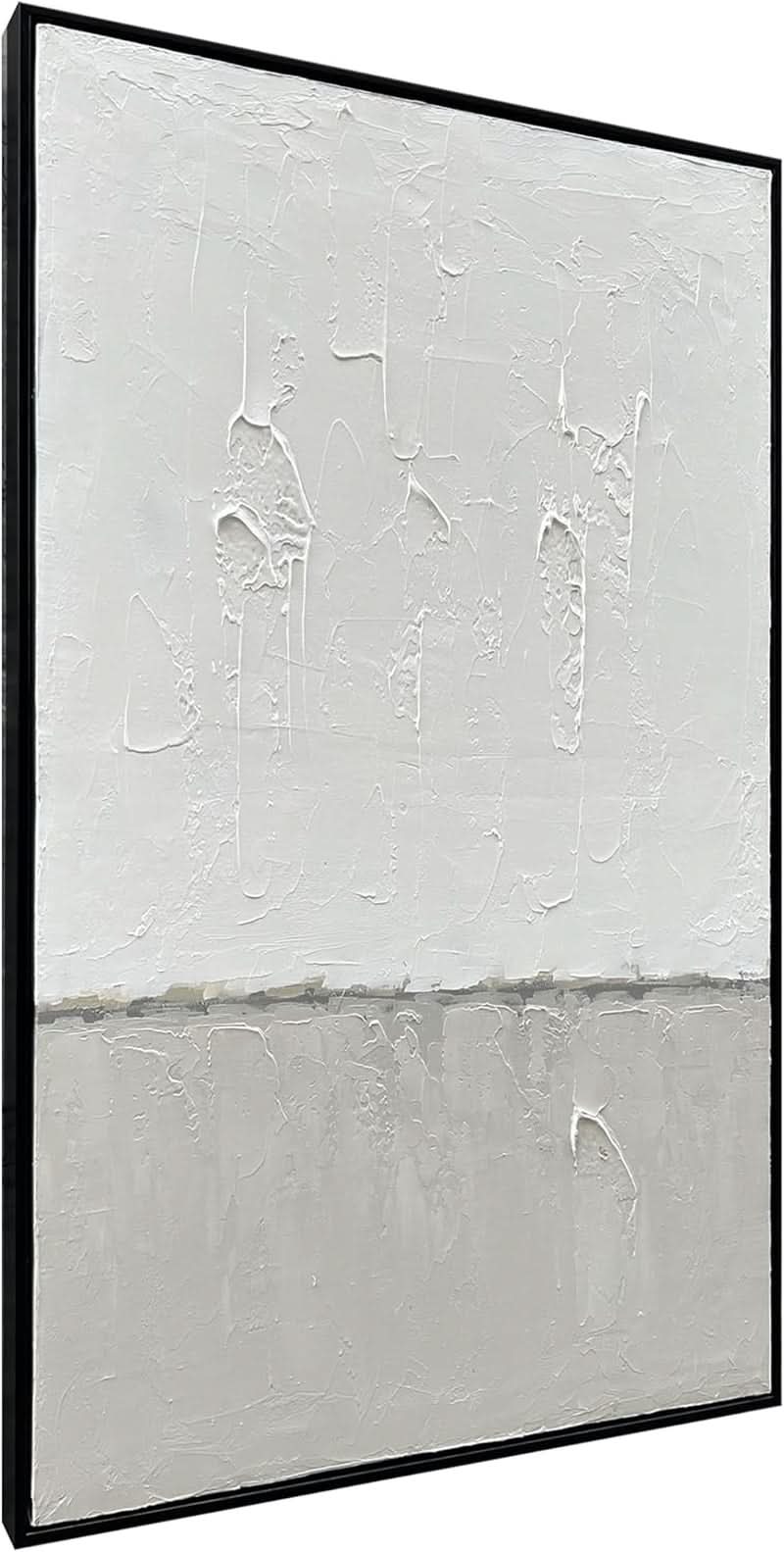 Abstract Wall Art 36x24 Hand-Painted White Grey for Living Room – image 2