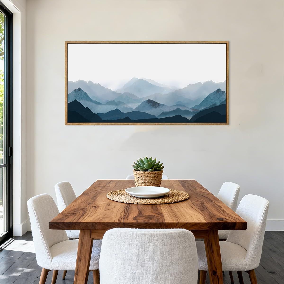 Mountain Landscape Wall Art 20x40 Framed Blue Canvas – image 5