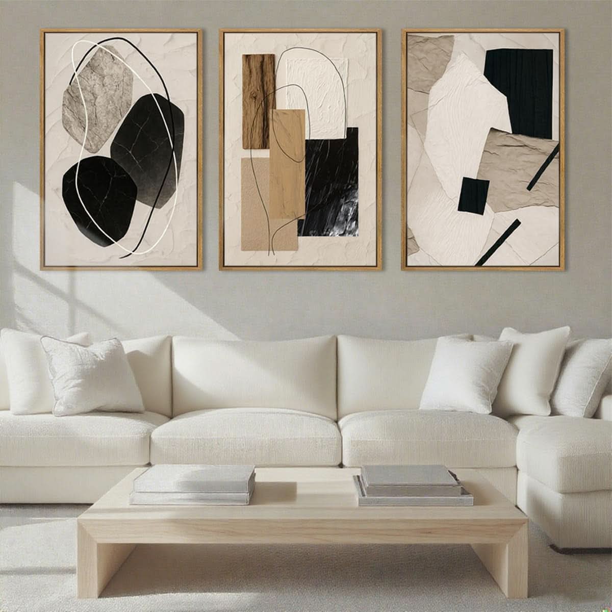 Palette Abstract Wall Art 36x24 Framed Neutral Canvas – image 4