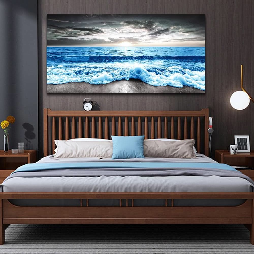 Seascape Ocean Coastal Wall Art 20x40 Blue Canvas for Living Room – image 3