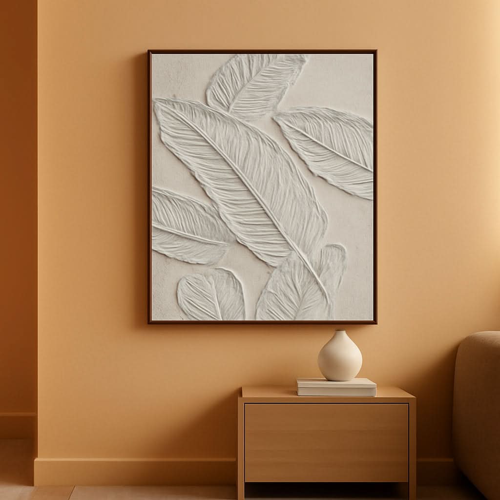 Matte Sleek Textured Canvas Wall Art 24x36 Framed White – main view