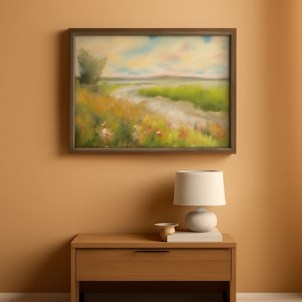 Lakeside Landscape Wall Art 24x16 Framed for Living Room – main view