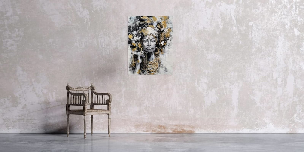 African American Gold Wall Art Hand-Painted Black Canvas – image 5