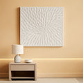 Intricately Textured Floral Wall Art 24x48 Hand-Painted White Canvas – main view