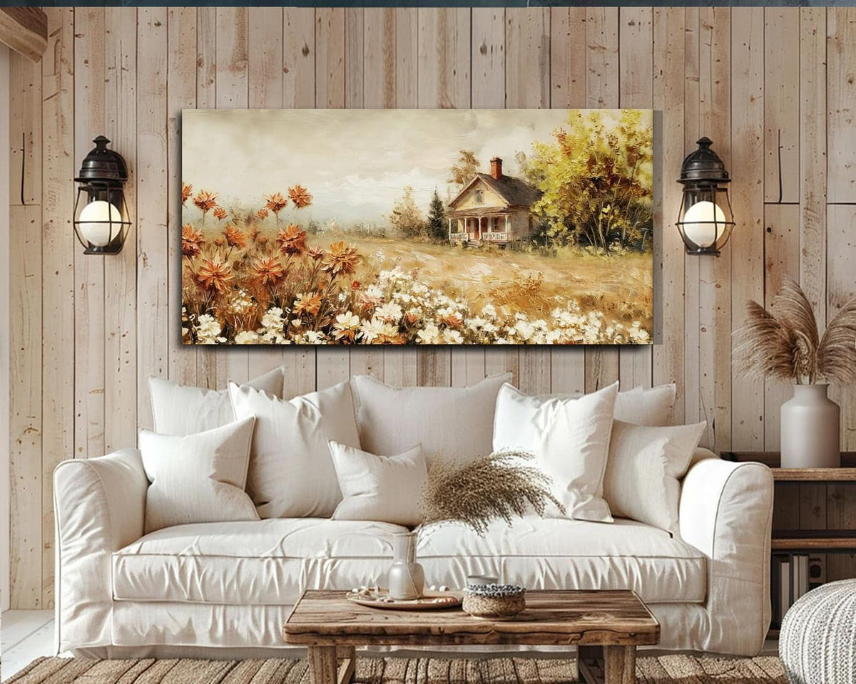 Rustic Farmhouse Landscape Wall Art 40x20 Canvas for Living Room – image 2