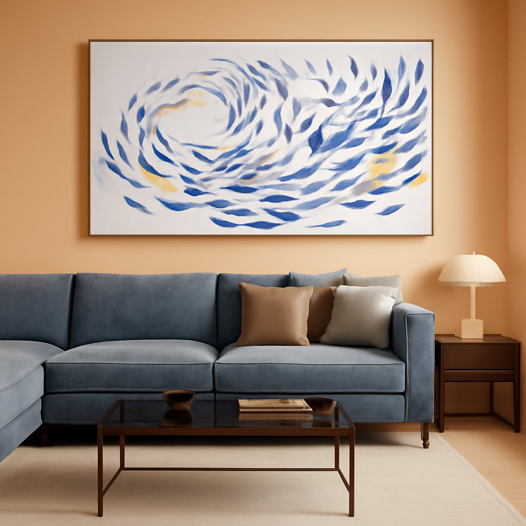 Ocean Coastal Wall Art 29x58 Blue Canvas for Living Room – main view