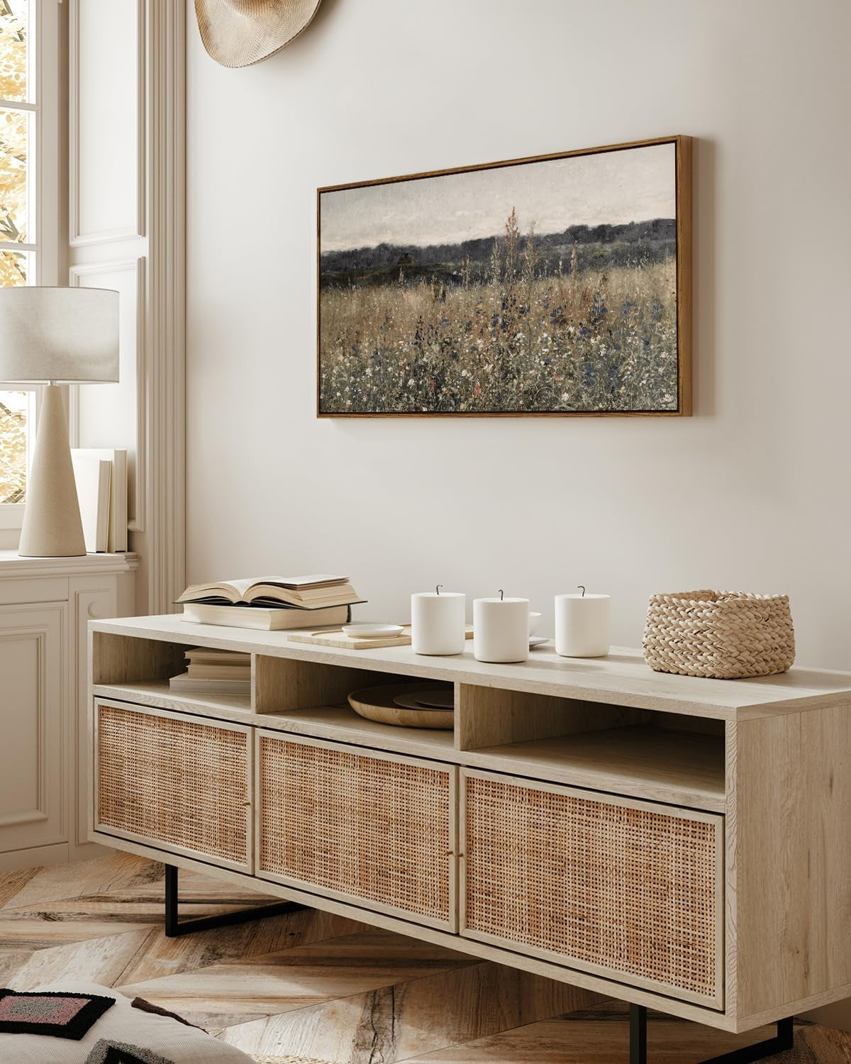 Meadow Floral Wall Art 20x40 Framed Canvas for Living Room – image 4