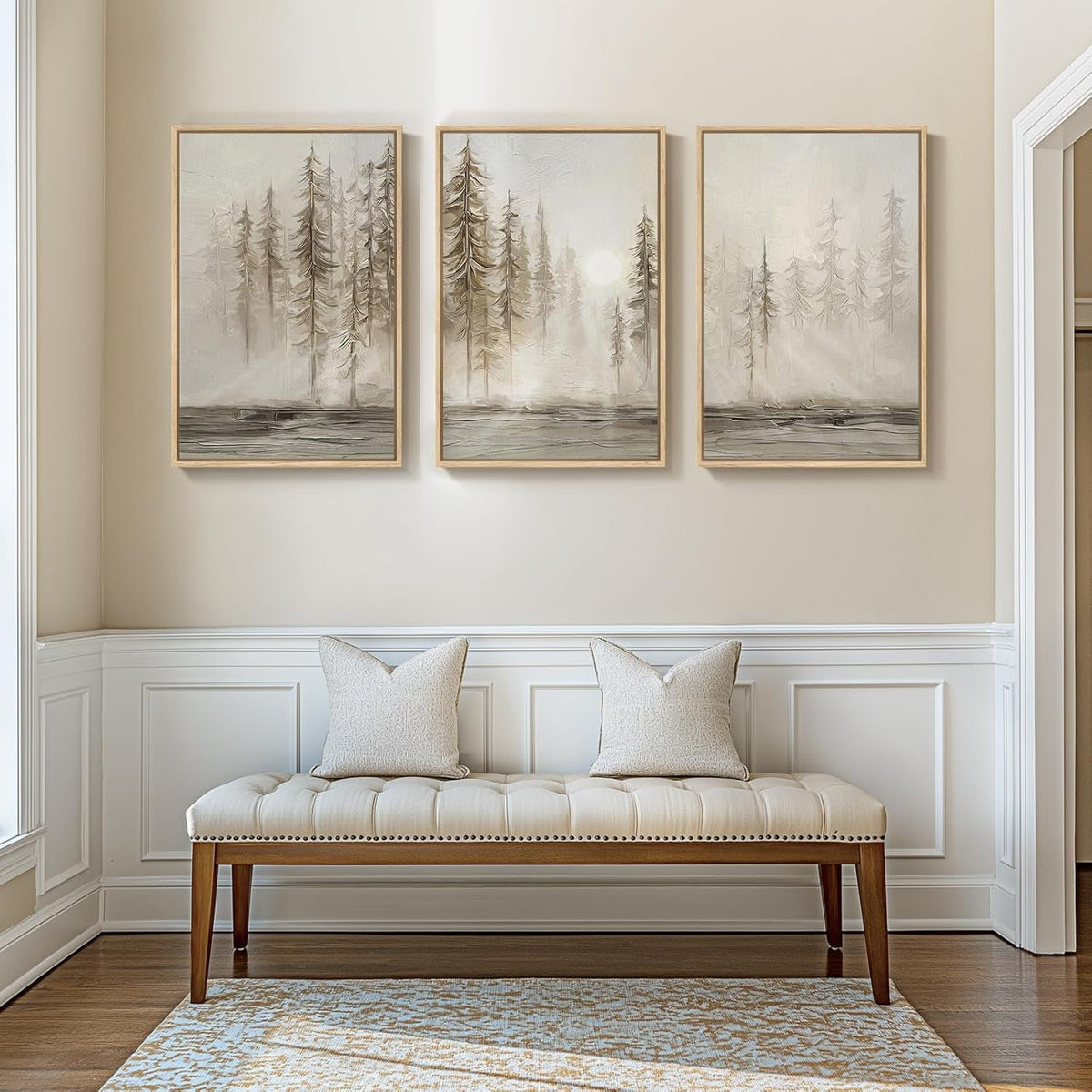 Forest Pastel Landscape Wall Art Set of 3 Framed for Living Room – image 4